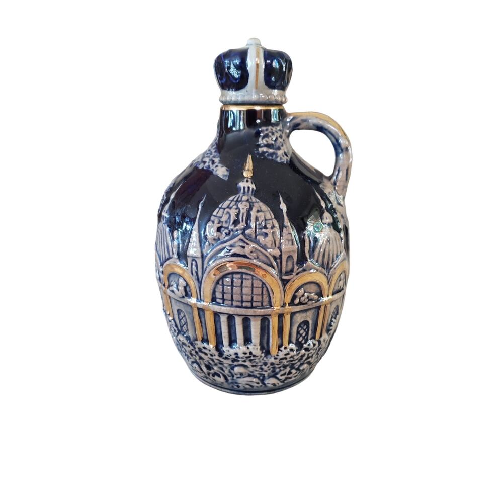 Vintage Tilso Japan Jug Decanter Pottery‎ Musical Cobalt Blue